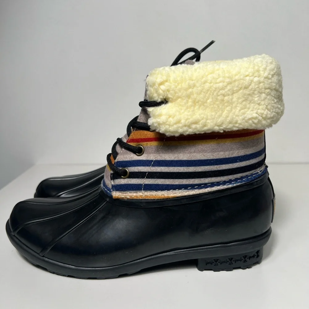 Pendleton Bridger Stripe Wool Duck Multicolor Striped Winter Rain Boots_11